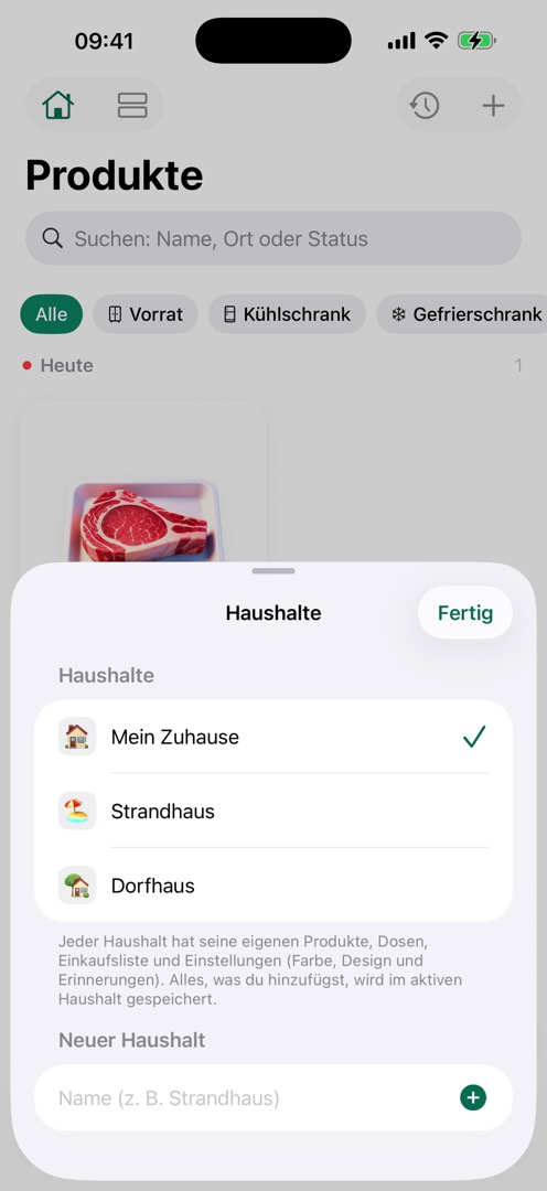 FreshTrack Haushaltsverwaltung