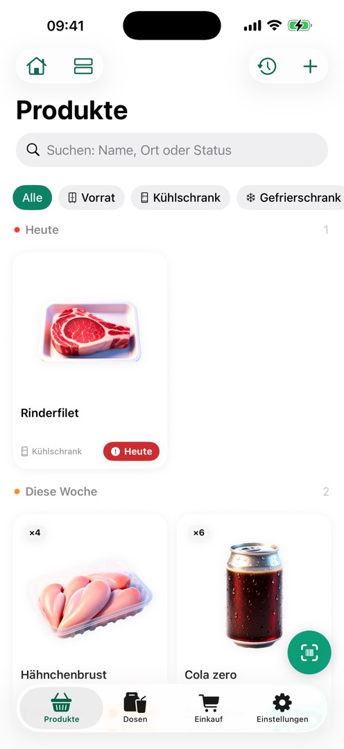 FreshTrack: Produkte nach MHD-Dringlichkeit gruppiert