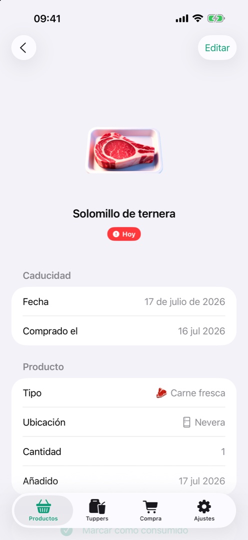 Detalle de producto con datos leídos por IA local