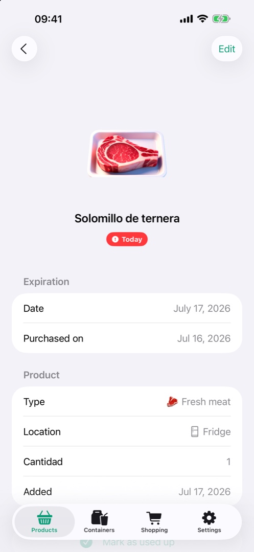 Product detail with data read by on-device AI