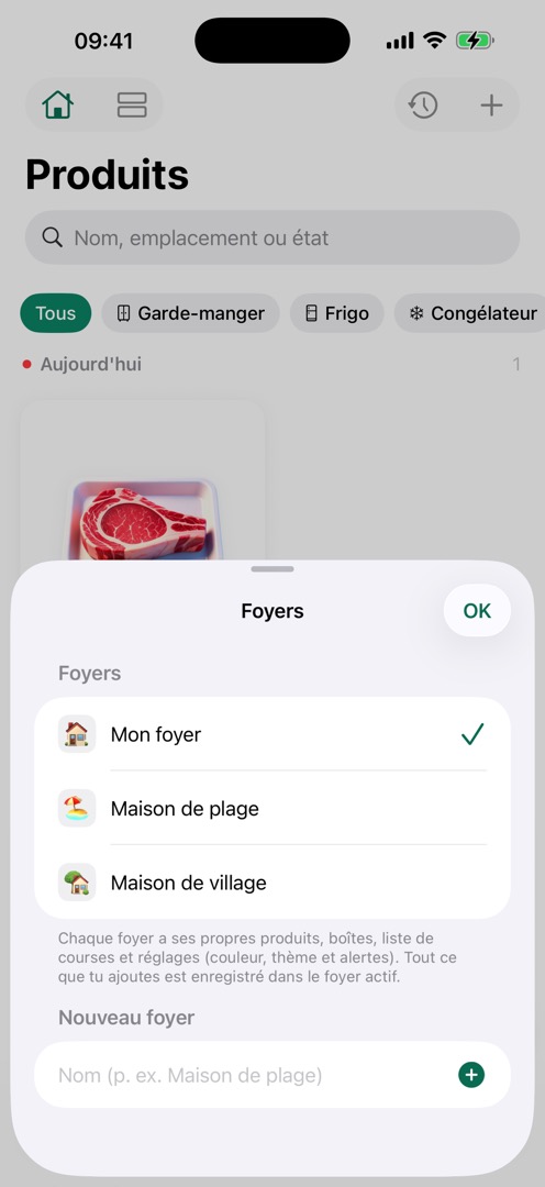 Gestion des foyers FreshTrack