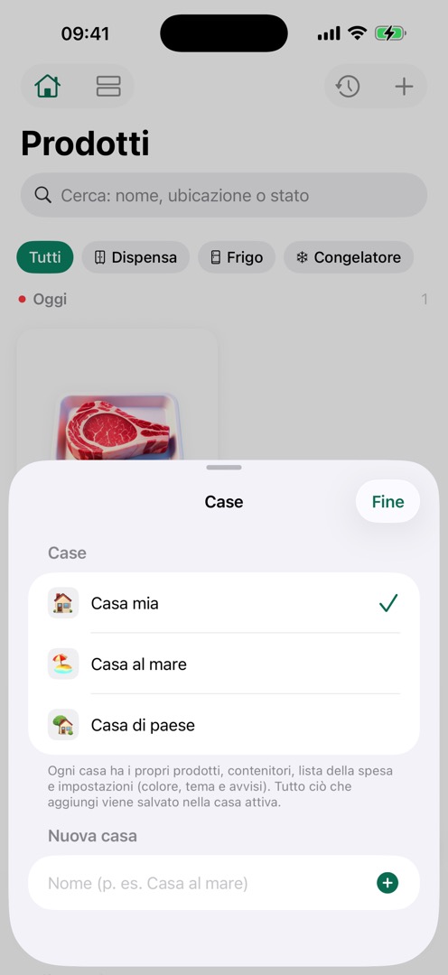 Gestione delle case in FreshTrack