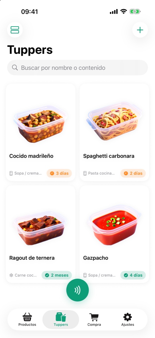 Tuppers con imagen del plato y caducidad